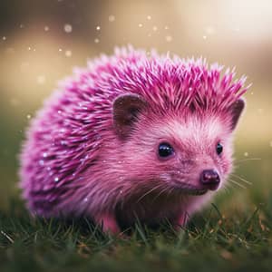 Cute Pink Hedgehog with Purple Spots