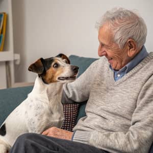 Elderly Man with Bodeguero Dog