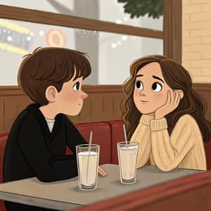 Disney Pixar-Inspired Couple at a Restaurant