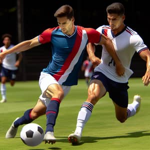 Intense Soccer Moment: Messi Taking on Cristiano