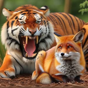 Cunning Fox Mimicking Tiger's Fierceness