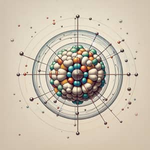 Scientific Illustration of a Proton and its Subatomic Composition