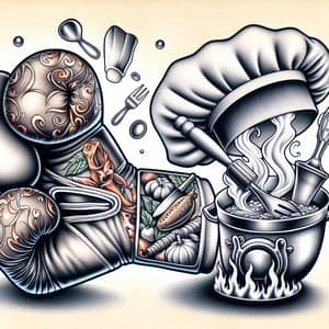 Unique Hand Tattoo Design: Boxing Meets Culinary Arts