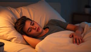 Peaceful Bedroom Scene with Teenage Boy in Bed