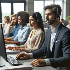 Diverse Call Center Team | Efficient Manager Leading Productivity