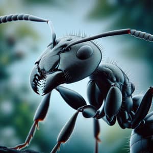 Detailed View of Black Ant - Insect with Six Legs and Segmented Body Parts