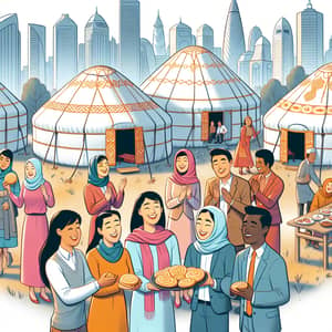 Kyrgyz Yurts in Contemporary Style Cityscape | Cultural Richness