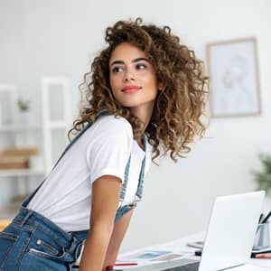 24-Year-Old Casual Graphic Designer with Curly Hair