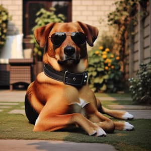 Stylish Dog Relaxing in Garden with Glossy Fur