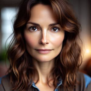 Woman in Her 30s with Brown Wavy Hair and Eyes