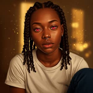 Brown Skin with Red Eyes - Unique Features