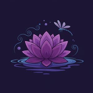 Vibrant Lotus Logo Design with Dragonfly