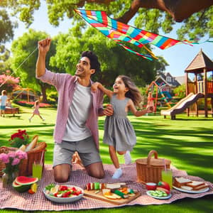 Joyful Kids Playing in Colorful Park with Picnic