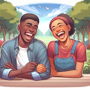 Heartwarming Illustration of Diverse Best Friends Laughing Joyfully