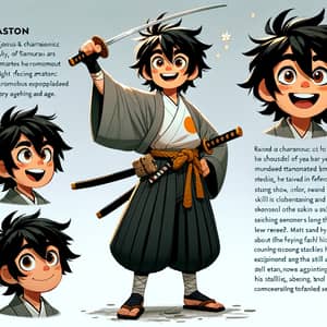 Joyous Young Samurai Boy: Animated Character Design