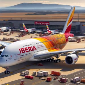 A380 Airplane with Iberia Airlines Livery