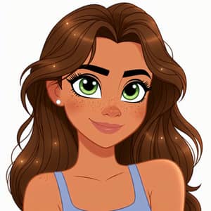 Charming Animated Girl with Green Eyes and Fit Physique