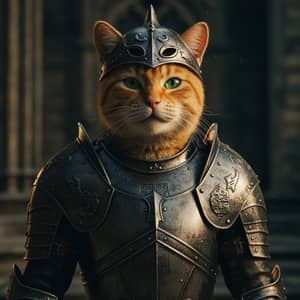 Cat in Battle Armor - Fierce Feline Warrior