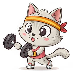 Fit Cat Mascot with Headband