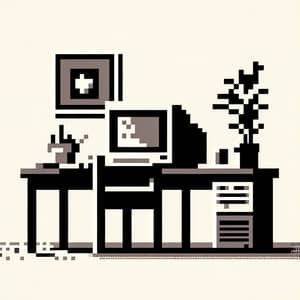 Minimalist Pixel Art: Retro Computer Table