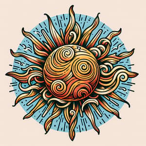 Stunning Sun Tattoo Design with Vibrant Colors