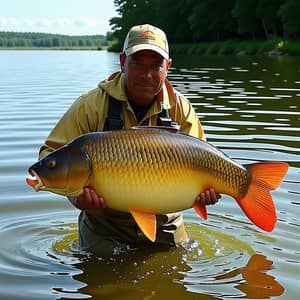 Fisherman Catches Huge Carp - A Fishing Adventure