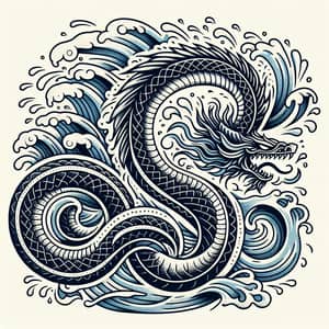 Viking Jörmungandr Tattoo Design with Water Motif