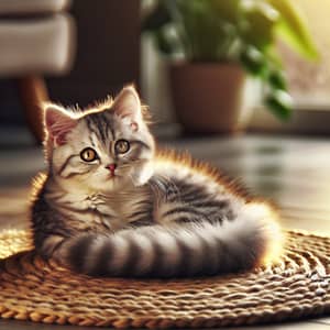 Cute Domestic Cat Relaxing at Home