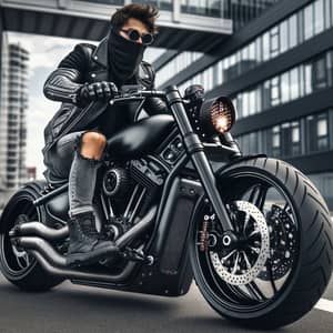 Cool Individual Riding Custom Black Motorcycle