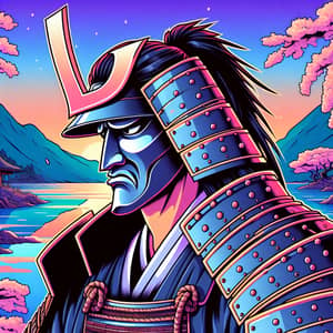 Anime Samurai Illustration with Letter L Head