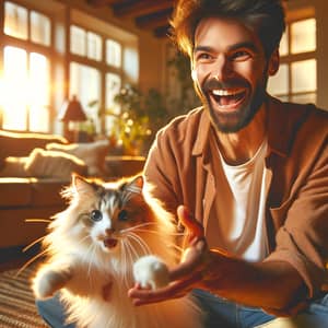 Playful Interaction: Joyful Moments with Feline Companion