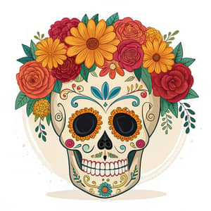 Mexican Skull with Flower Crown