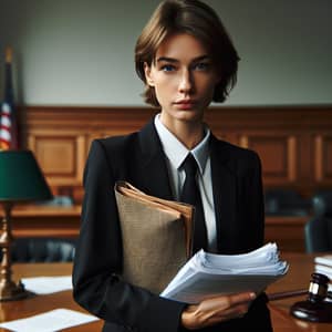 Professional Female Advocate in Courtroom