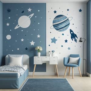 Charming Kids Room with Blue and Space Theme Decor