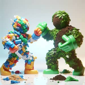 Plastic vs. Earth: A Playful Battle of Characters