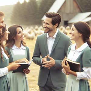 Male Pastor Engaging with Female Pastors | Flock Interest & Joyful Interactions