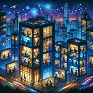 Nighttime Computing: Innovative Tech Work in Cityscape