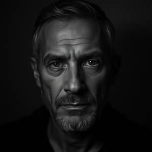 Ultra-Realistic Portrait of a Man in Black and White