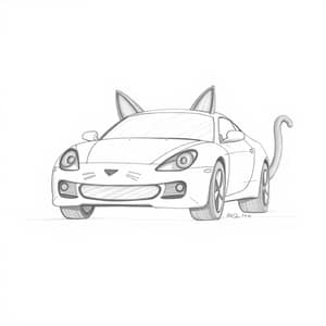 Unique Car Drawing with Cat Features