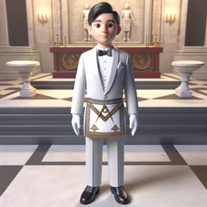 Filipino Senior Deacon in Tuxedo Suit & Apron on Masonic Altar