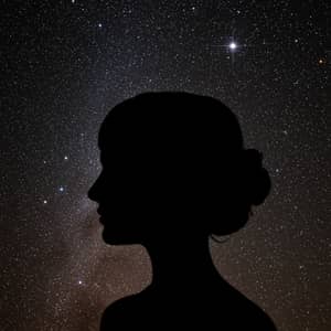 Ethereal Starry Night Art with Shadowy Profiles