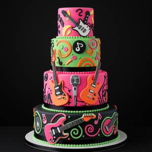 Rock and Roll Wedding Cake in Bright Colors