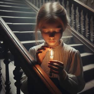 Mystical Candlelit Staircase in Old Victorian Home