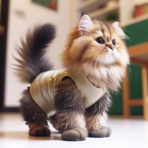 Adorable Rubber-Singlet Cat: Fluffy Feline in Unique Apparel