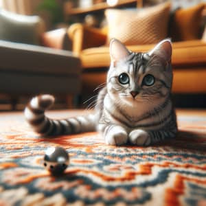 Tranquil Living Room Scene with Domestic Short Haired Cat