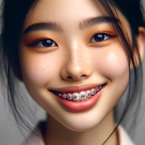 Confident Asian Teen in Vibrant Close-Up Portrait