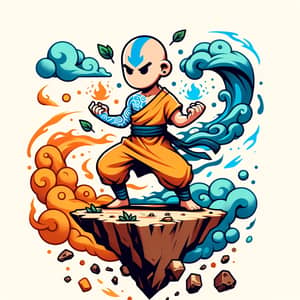 Avatar Aang Mastering All Elements - A Stunning Visual