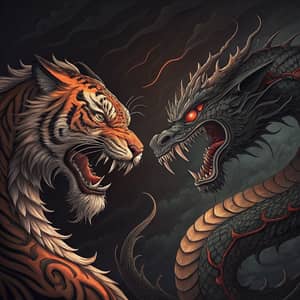 Fierce Tiger and Dragon Tattoo Art