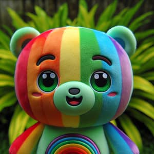 children's soft toy the face of the rainbow Hagi Waga Lilly Milly, on a green background
