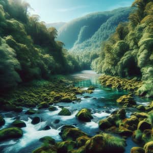 Tranquil River Flowing Through Lush Green Banks